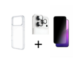 عرض ايفون 17 الجديد حماية شاشة فلاتيك خصوصية + كفر فلاتيك شفاف + حماية كاميراء فلاتيك شفاف