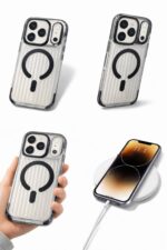 فلاتيك كفر حماية ملون ايفون 17 برو ماكس - ابيض بحواف اسود - الصورة 2