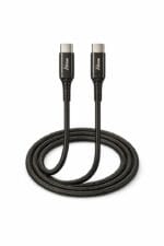 ايدوم كيبل شحن سريع تايب سي الى تايب سي قماش بقوة 60 واط وبطول 2م - اسود