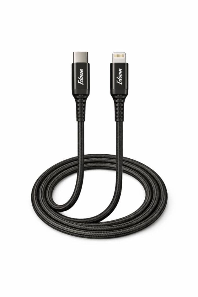 ايدوم كيبل شحن سريع تايب سي الى لايتنج قماش بقوة 60 واط وبطول 2م - اسود