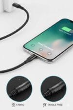 ايدوم كيبل شحن سريع تايب سي الى تايب سي قماش بقوة 60 واط وبطول 2م - اسود - الصورة 4