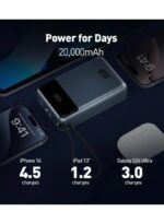 ⁦جودا شارج 20 بطارية متنقلة بسعة 20الف مل أمبير مع سلك مدمج تايب سي ومنفذ تايب-سي ويو إس بي تدعم الشحن السريع بقوة 65W - اسود⁩ - الصورة ⁦5⁩