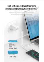 ⁦لانيكس شاحن جداري بمنفذ تايب سي ومنفذ يو اس بي وبقوة 65 واط⁩ - الصورة ⁦5⁩